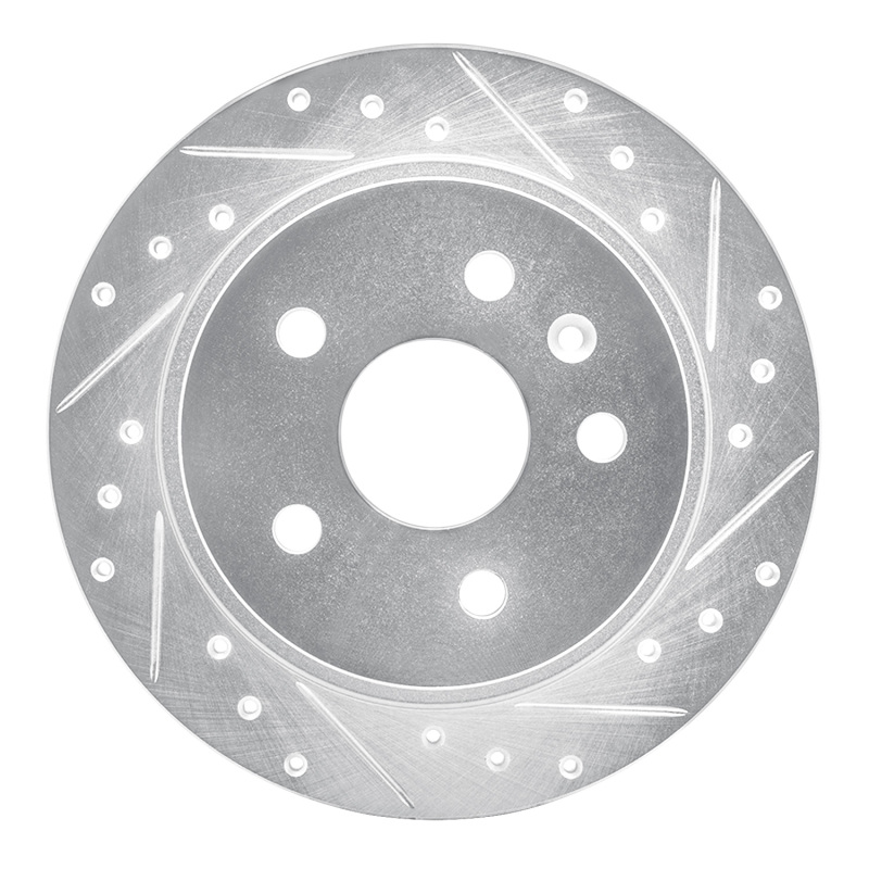 Buick Regal Brake Rotor (1) - Rear Right - R1 Concepts - Drilled & Slotted - Silver - `11-`16